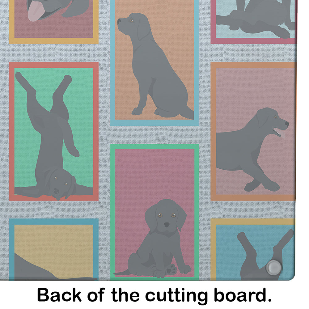 Lots of Black Labrador Retriever Cutting Board Tempered Glass Kitchen Cutting Surface, Heat Resistant Chopping, Non-Slip Feet, Food Prep & Serving