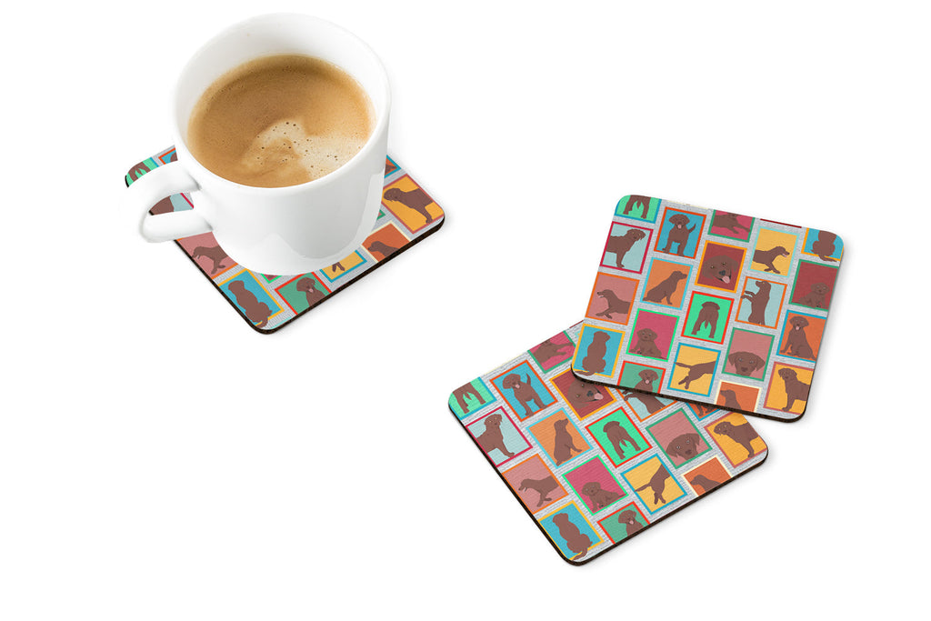 Lots of Chocolate Labrador Retriever Foam Coasters Set of 4 Cup Coasters for Indoor Outdoor, Tabletop Protection, Anti Slip, Mouse pad Material