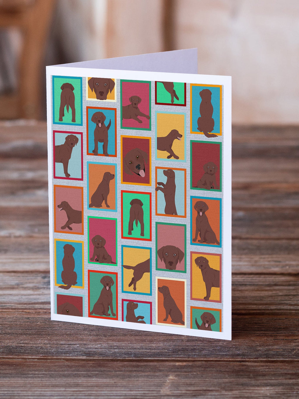 Lots of Chocolate Labrador Retriever Greeting Cards Pack of 8 Blank Cards with Envelopes Whimsical A7 Size 5x7