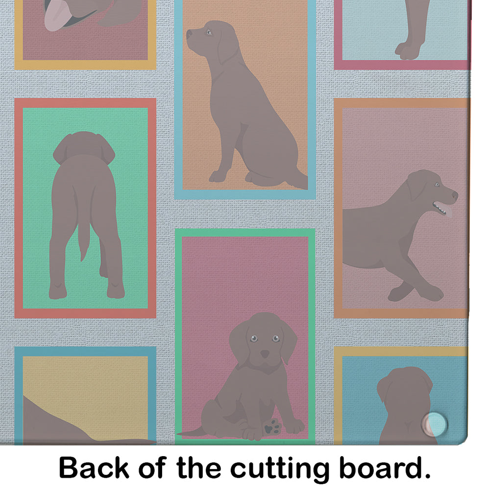 Lots of Chocolate Labrador Retriever Cutting Board Tempered Glass Kitchen Cutting Surface, Heat Resistant Chopping, Non-Slip Feet, Food Prep & Serving