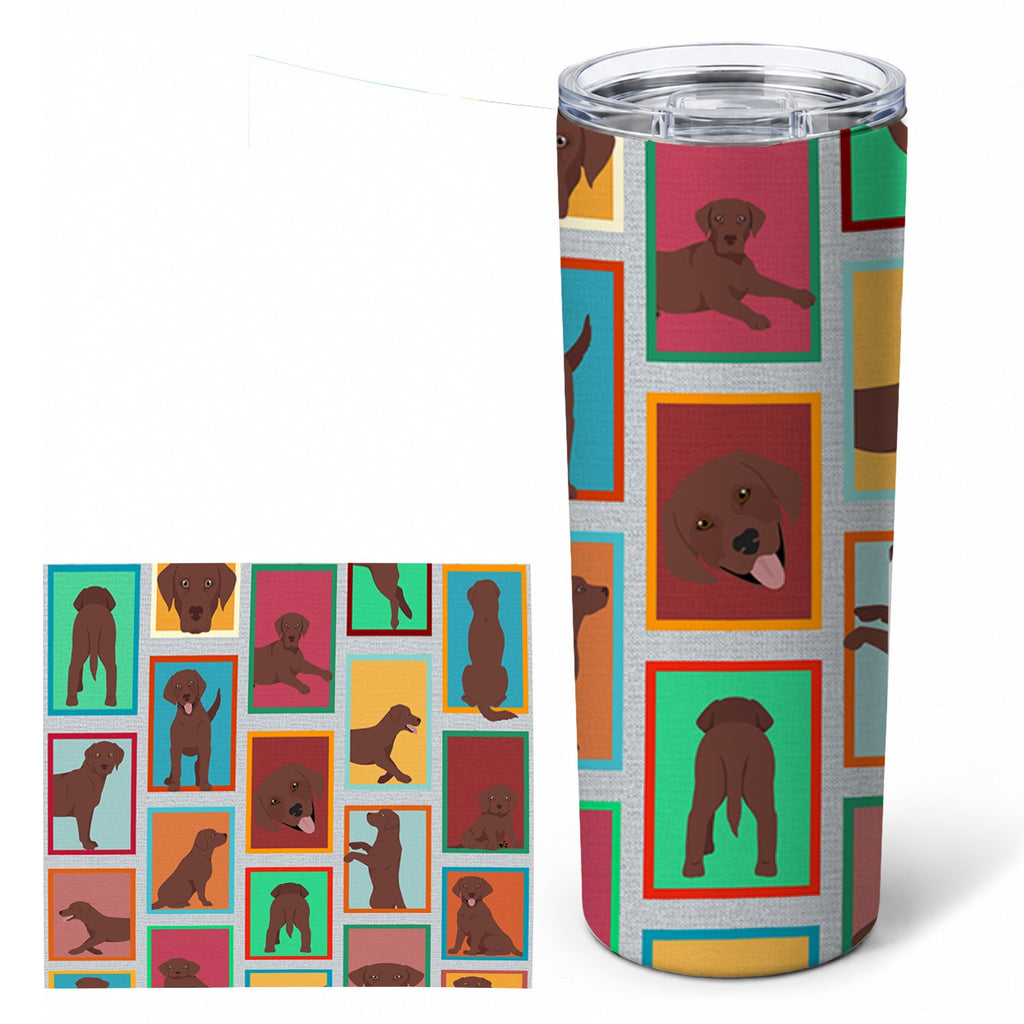 Lots of Chocolate Labrador Retriever Stainless Steel Skinny Tumbler 20 oz Vacuum Double Walled Reusable Insulated Travel Cup