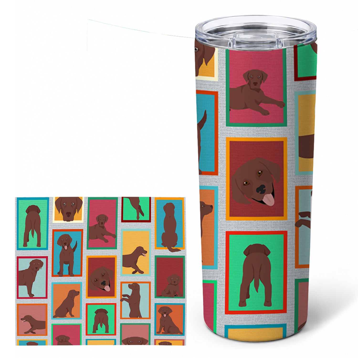 Lots of Chocolate Labrador Retriever Stainless Steel Skinny Tumbler 20 oz Vacuum Double Walled Reusable Insulated Travel Cup