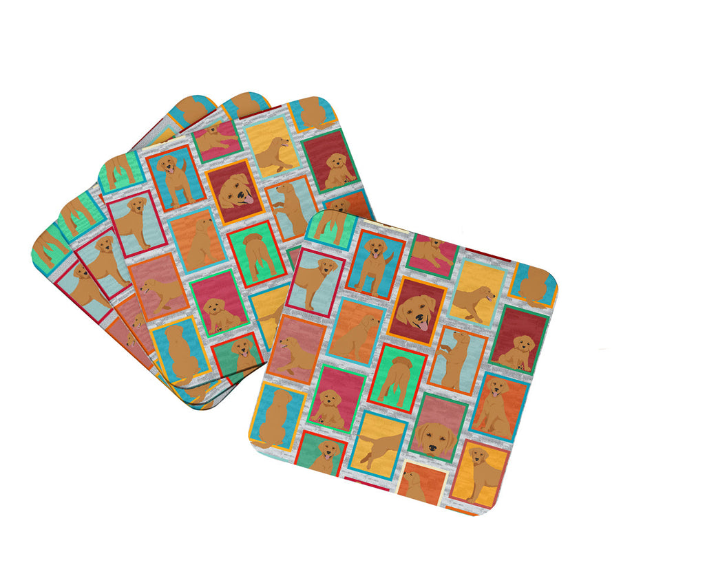 Lots of Red Fox Labrador Retriever Foam Coasters Set of 4 Cup Coasters for Indoor Outdoor, Tabletop Protection, Anti Slip, Mouse pad Material