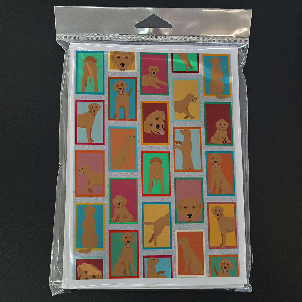 Lots of Red Fox Labrador Retriever Greeting Cards Pack of 8 Blank Cards with Envelopes Whimsical A7 Size 5x7