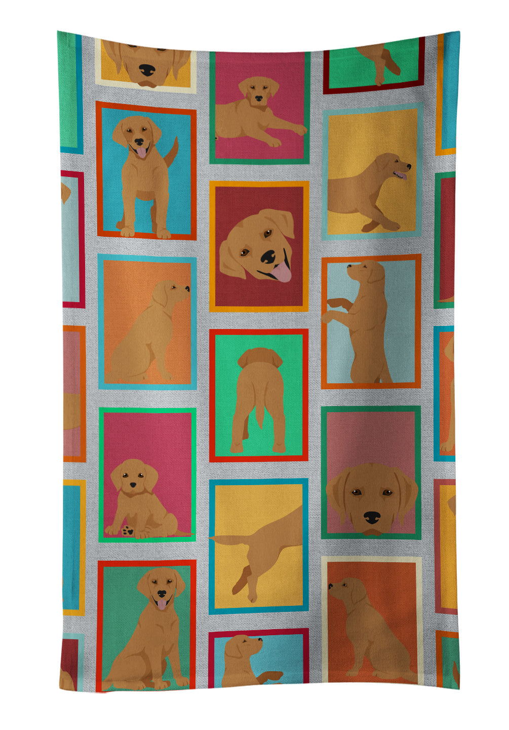 Lots of Red Fox Labrador Retriever Kitchen Towel Velour Plush Front and Cotton Loop Back Machine Washable