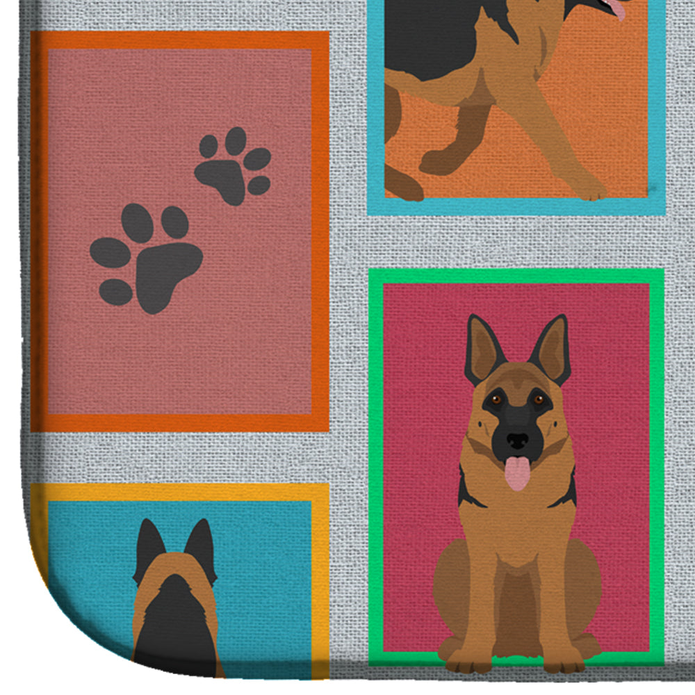 Lots of German Shepherd Dish Drying Mat Absorbent Dish Drying Mat Pad for Kitchen Counter Dish Drainer Mat for Countertop, 14 x 21", Multicolor