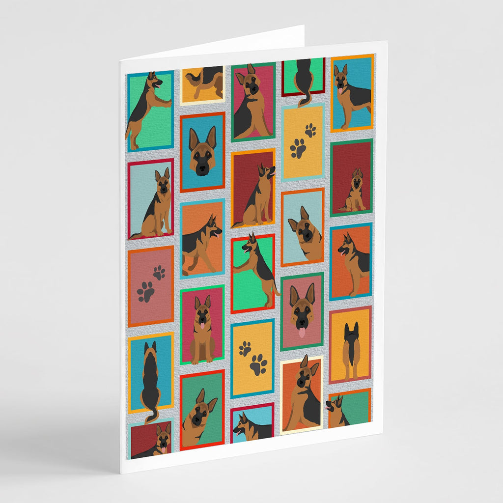 Lots of German Shepherd Greeting Cards Pack of 8 Blank Cards with Envelopes Whimsical A7 Size 5x7