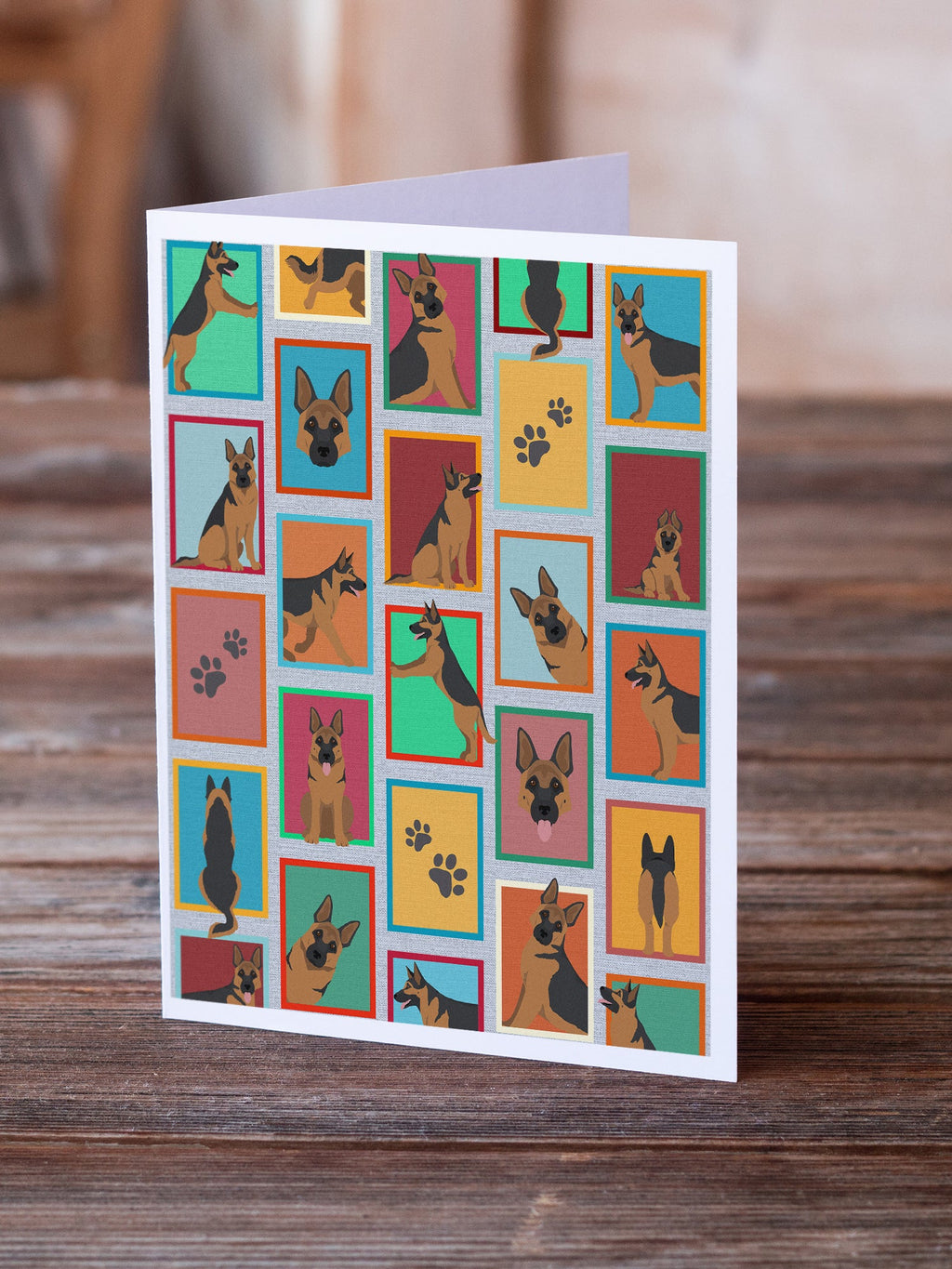 Lots of German Shepherd Greeting Cards Pack of 8 Blank Cards with Envelopes Whimsical A7 Size 5x7