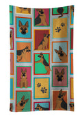 Lots of German Shepherd Kitchen Towel Velour Plush Front and Cotton Loop Back Machine Washable