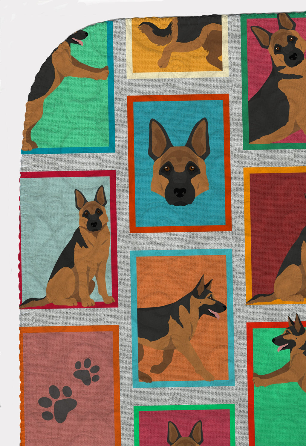 Lots of German Shepherd Quilted Blanket 50x60 Artwork Pattern Quilted Throw Blanket for Bed, Couch, Sofa, Soft and Lightweight