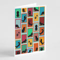 Lots of Longhaired Black Tan Dachshund Greeting Cards Pack of 8 Blank Cards with Envelopes Whimsical A7 Size 5x7