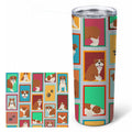 Lots of Red and White English Bulldog Stainless Steel Skinny Tumbler 20 oz Vacuum Double Walled Reusable Insulated Travel Cup