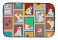 Lots of Piebald English Bulldog Dish Drying Mat Absorbent Dish Drying Mat Pad for Kitchen Counter Dish Drainer Mat for Countertop, 14 x 21", Multicolor