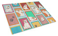 Lots of Piebald English Bulldog Cutting Board Tempered Glass Kitchen Cutting Surface, Heat Resistant Chopping, Non-Slip Feet, Food Prep & Serving