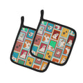 Lots of Piebald English Bulldog Pot Holder Set of 2 Heat Resistant Quilted Hot Pads 7.5 x 7.5 Inch, Insulated Kitchen Trivets for Cooking & Baking