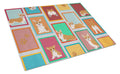Lots of Red and White Pembroke Corgi Cutting Board Tempered Glass Kitchen Cutting Surface, Heat Resistant Chopping, Non-Slip Feet, Food Prep & Serving