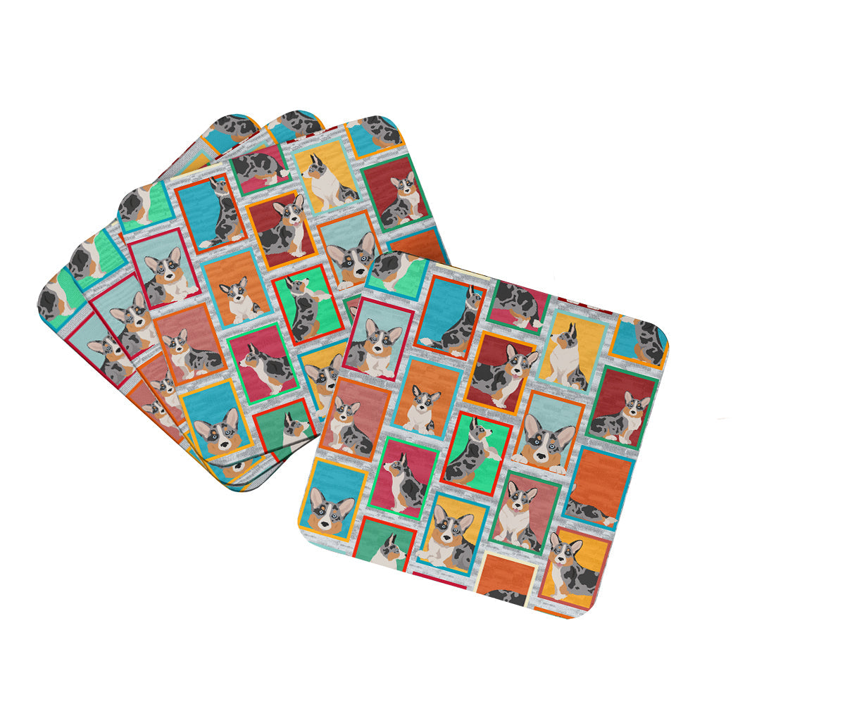 Lots of Blue Merle Welsh Cardigan Corgi Foam Coasters Set of 4 Cup Coasters for Indoor Outdoor, Tabletop Protection, Anti Slip, Mouse pad Material