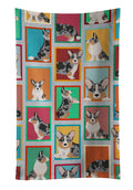 Lots of Blue Merle Welsh Cardigan Corgi Kitchen Towel Velour Plush Front and Cotton Loop Back Machine Washable