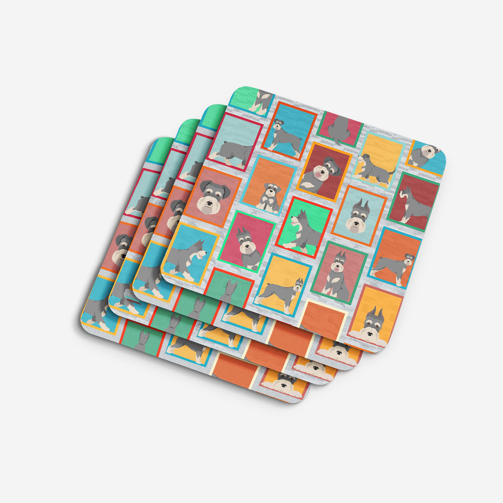 Lots of Schnauzer Foam Coasters Set of 4 Cup Coasters for Indoor Outdoor, Tabletop Protection, Anti Slip, Mouse pad Material
