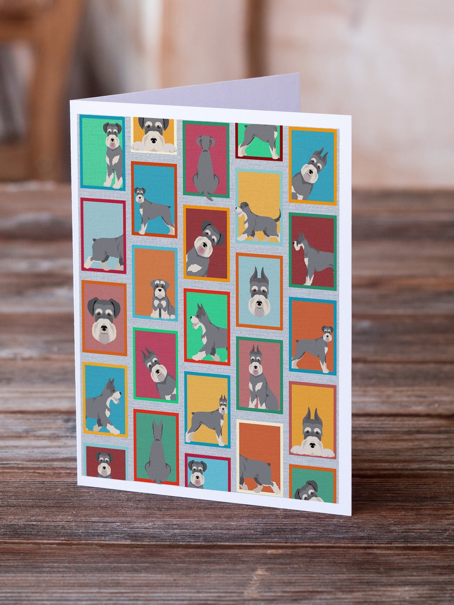 Lots of Schnauzer Greeting Cards Pack of 8 Blank Cards with Envelopes Whimsical A7 Size 5x7