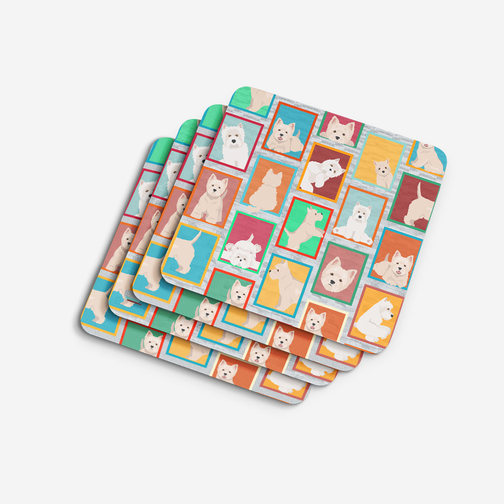 Lots of Westie Foam Coasters Set of 4 Cup Coasters for Indoor Outdoor, Tabletop Protection, Anti Slip, Mouse pad Material