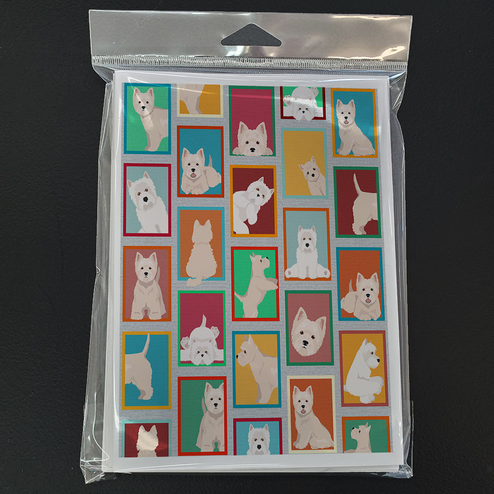 Lots of Westie Greeting Cards Pack of 8 Blank Cards with Envelopes Whimsical A7 Size 5x7