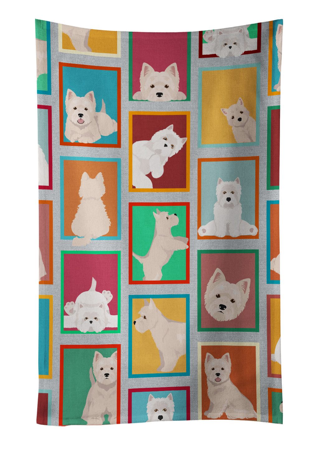 Lots of Westie Kitchen Towel Velour Plush Front and Cotton Loop Back Machine Washable