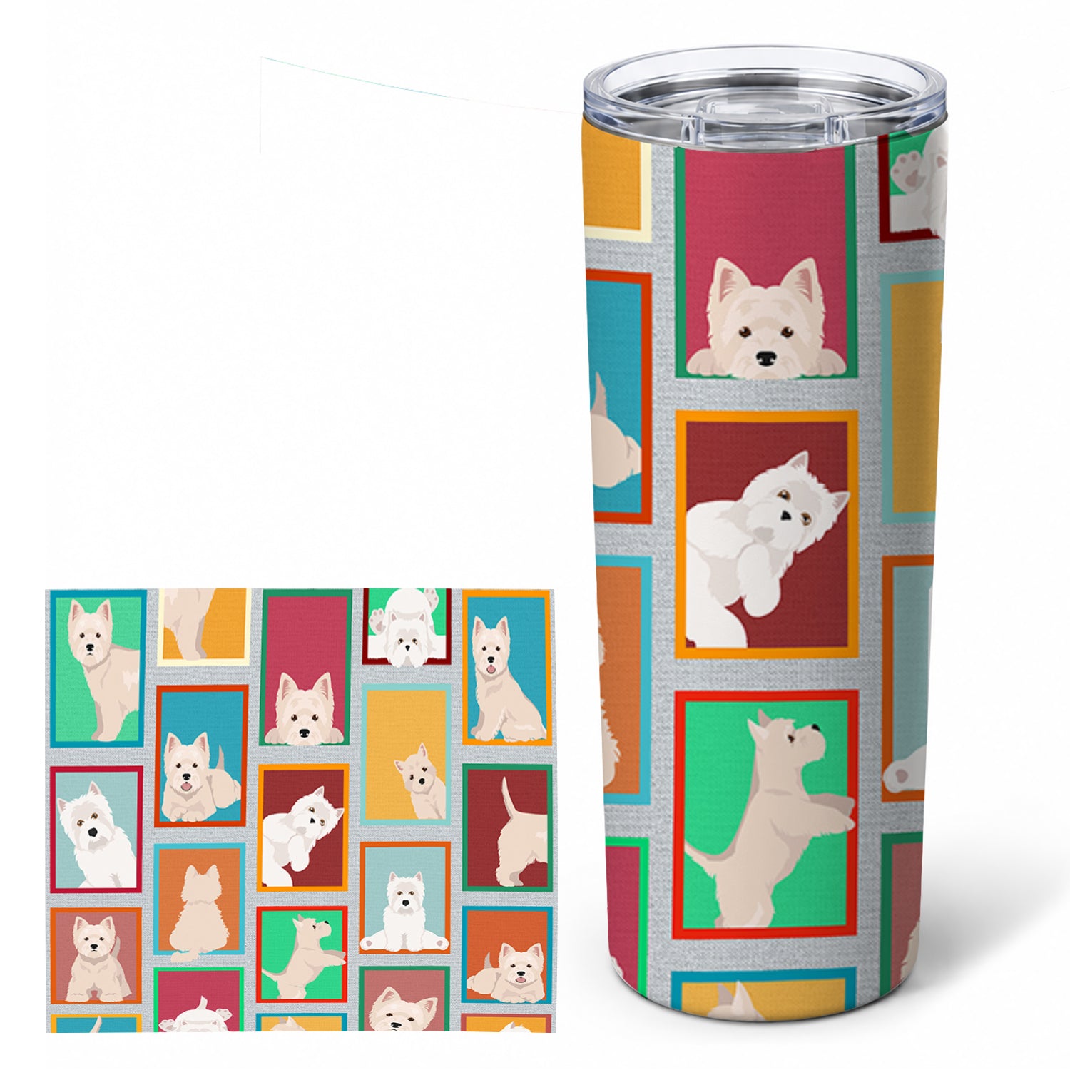 Lots of Westie Stainless Steel Skinny Tumbler 20 oz Vacuum Double Walled Reusable Insulated Travel Cup