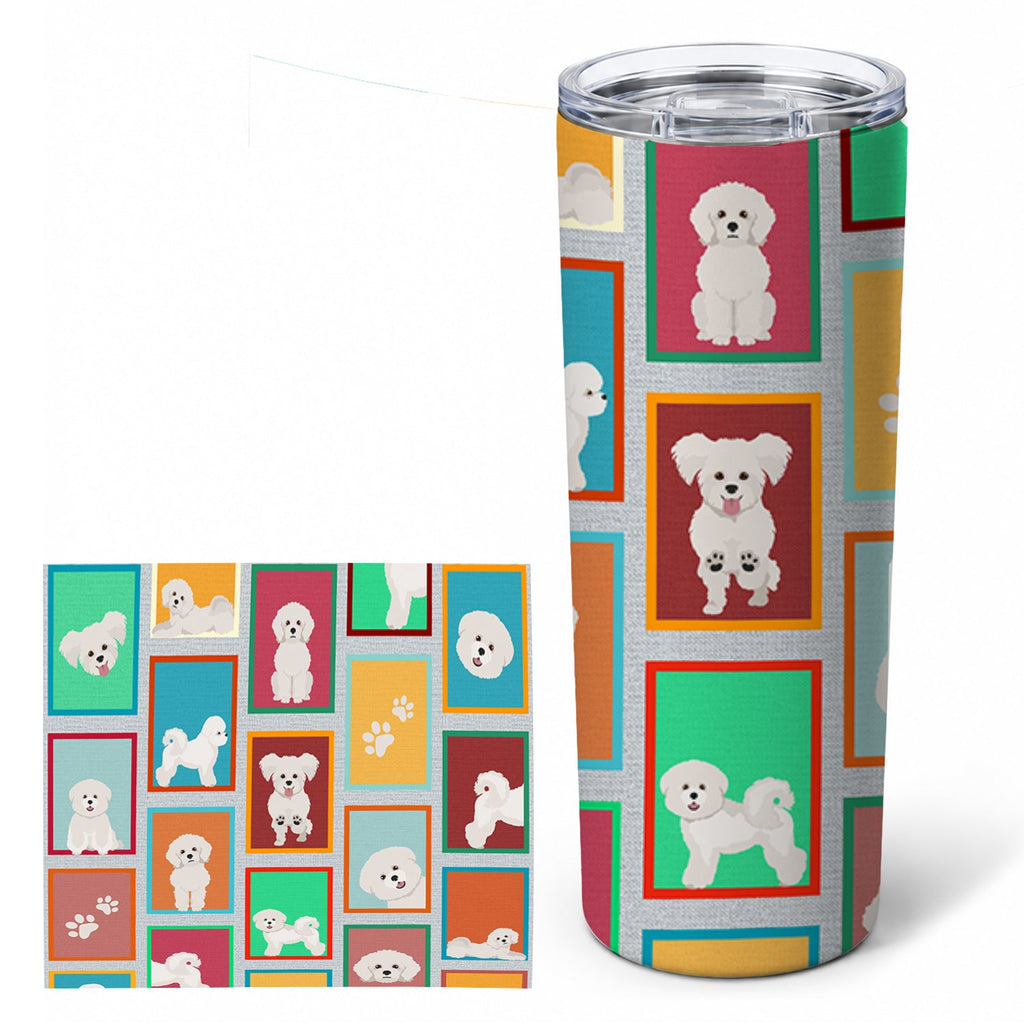 Lots of Bichon Frise Stainless Steel Skinny Tumbler 20 oz Vacuum Double Walled Reusable Insulated Travel Cup