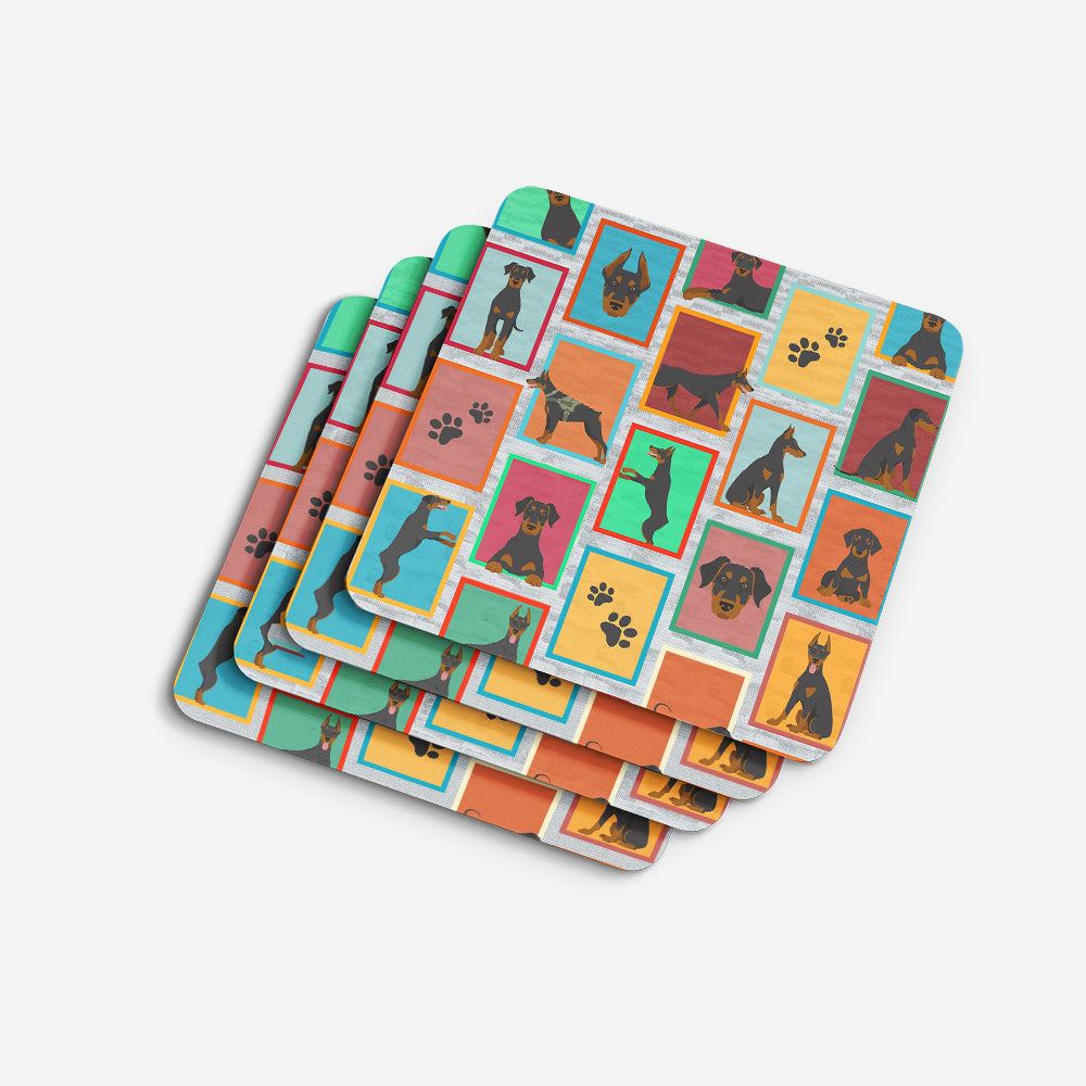 Lots of Doberman Pinscher Foam Coasters Set of 4 Cup Coasters for Indoor Outdoor, Tabletop Protection, Anti Slip, Mouse pad Material