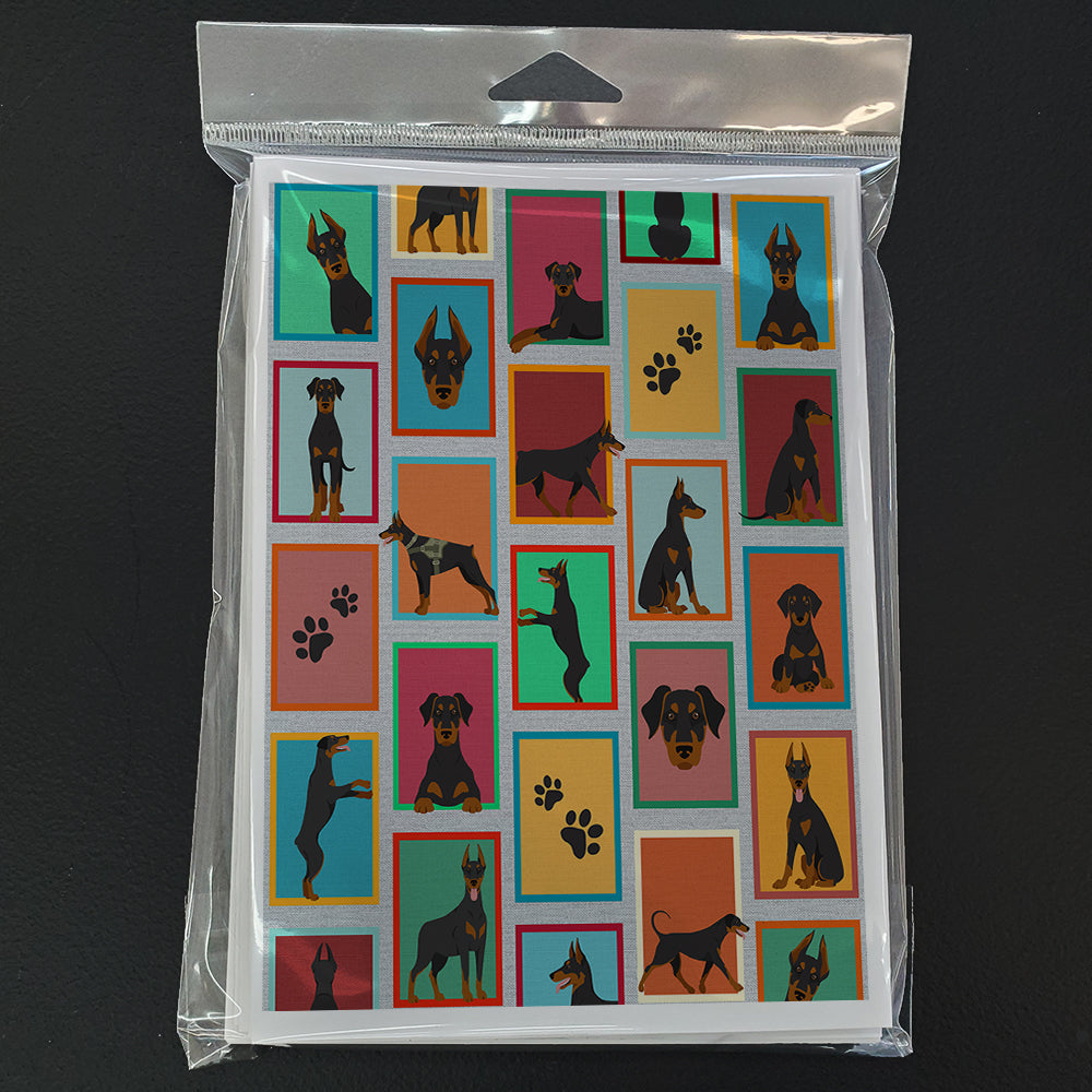 Lots of Doberman Pinscher Greeting Cards Pack of 8 Blank Cards with Envelopes Whimsical A7 Size 5x7