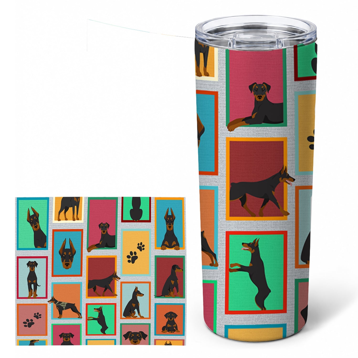 Lots of Doberman Pinscher Stainless Steel Skinny Tumbler 20 oz Vacuum Double Walled Reusable Insulated Travel Cup