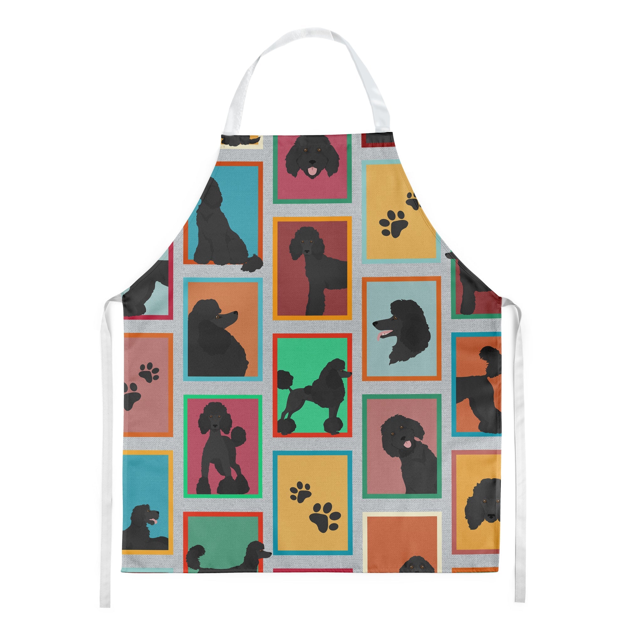 Lots of Black Standard Poodle Apron Cooking Kitchen Server Baking Crafts Gardening for Adult Women Men, Unisex, Large, Multicolor