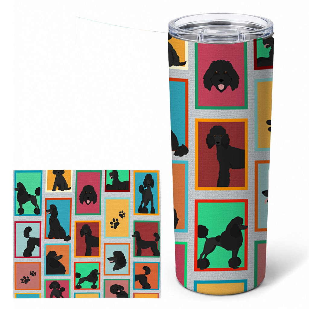 Lots of Black Standard Poodle Stainless Steel Skinny Tumbler 20 oz Vacuum Double Walled Reusable Insulated Travel Cup