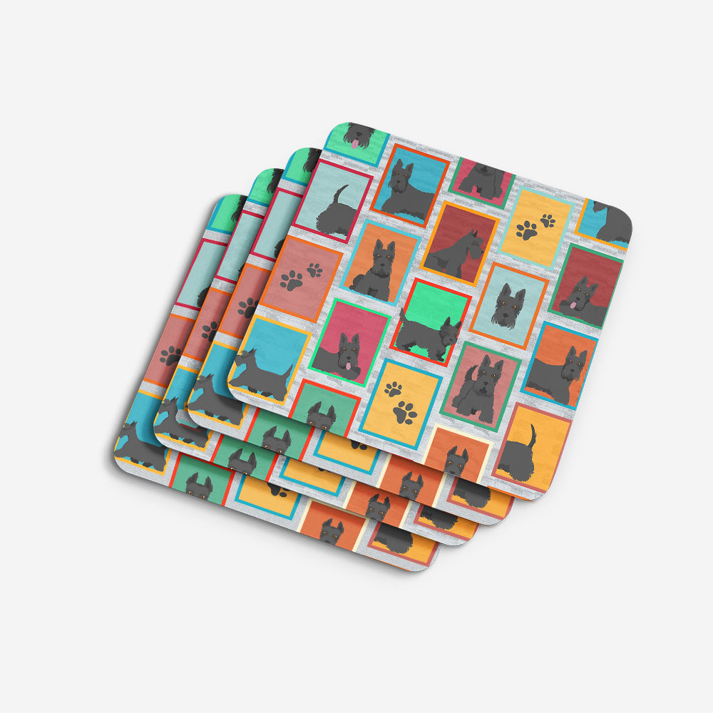 Lots of Scottish Terrier Foam Coasters Set of 4 Cup Coasters for Indoor Outdoor, Tabletop Protection, Anti Slip, Mouse pad Material