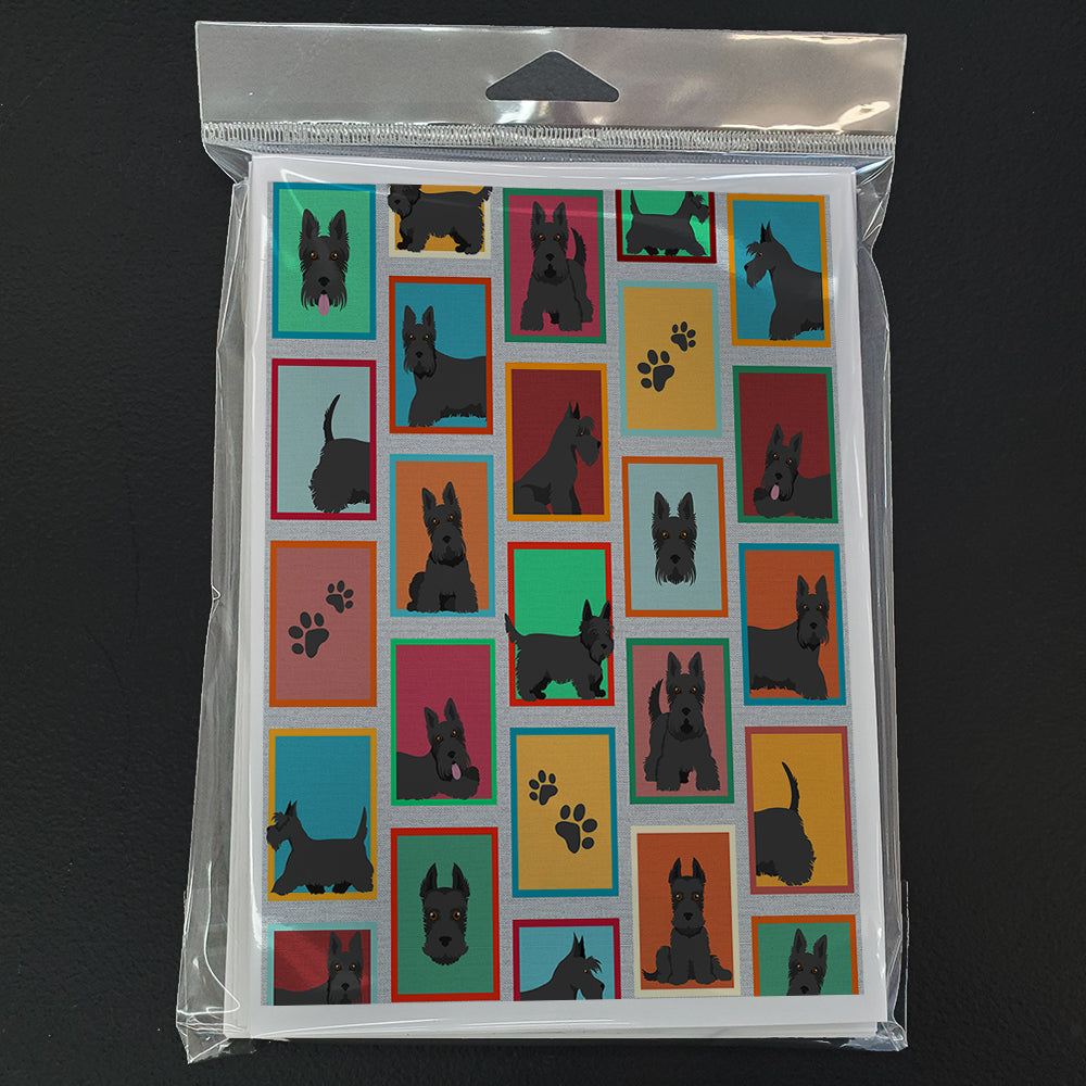 Lots of Scottish Terrier Greeting Cards Pack of 8 Blank Cards with Envelopes Whimsical A7 Size 5x7