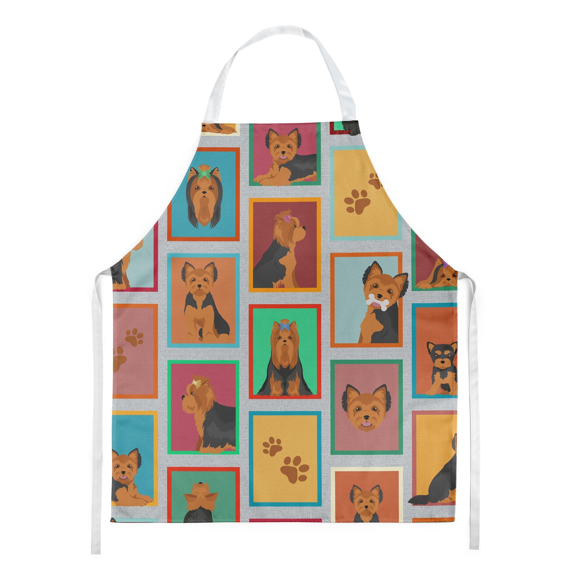 Lots of Black and Tan Yorkie Apron Cooking Kitchen Server Baking Crafts Gardening for Adult Women Men, Unisex, Large, Multicolor