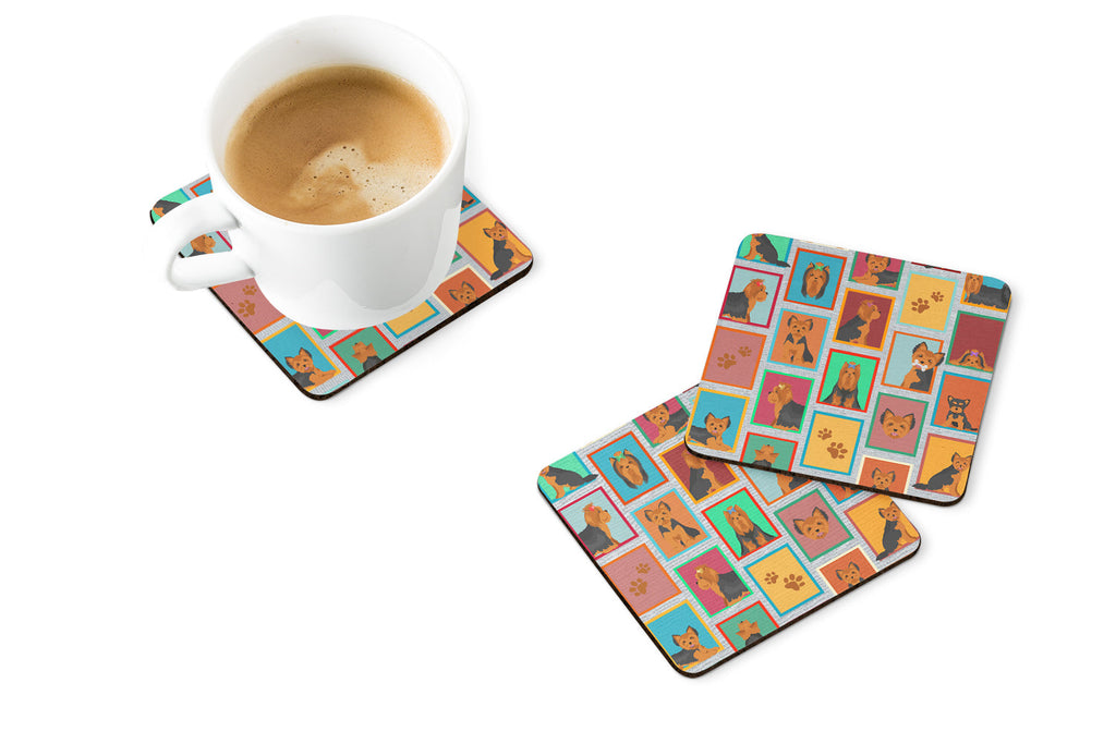 Lots of Black and Tan Yorkie Foam Coasters Set of 4 Cup Coasters for Indoor Outdoor, Tabletop Protection, Anti Slip, Mouse pad Material