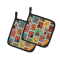 Lots of Black and Tan Yorkie Pot Holder Set of 2 Heat Resistant Quilted Hot Pads 7.5 x 7.5 Inch, Insulated Kitchen Trivets for Cooking & Baking