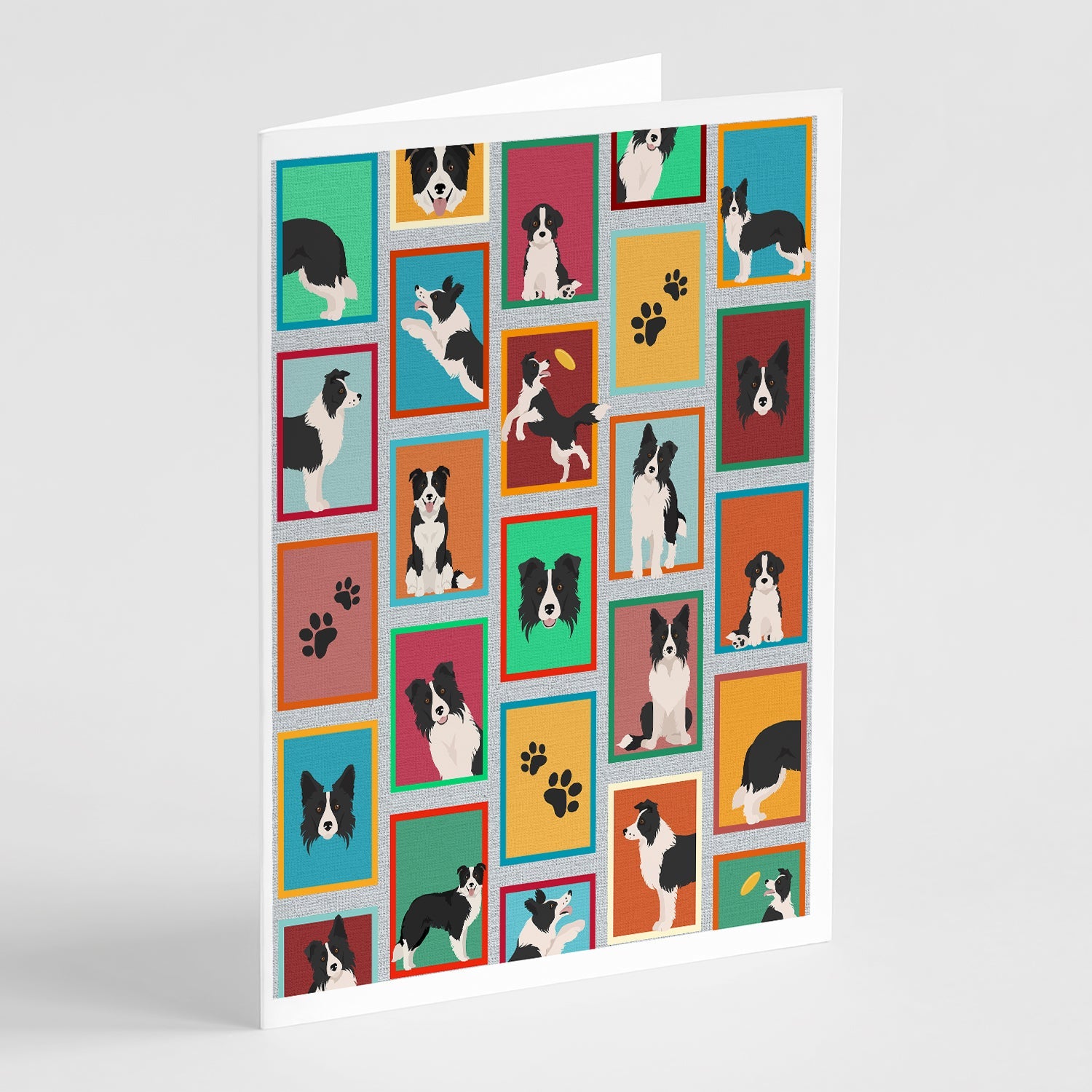 Lots of Border Collie Greeting Cards Pack of 8 Blank Cards with Envelopes Whimsical A7 Size 5x7