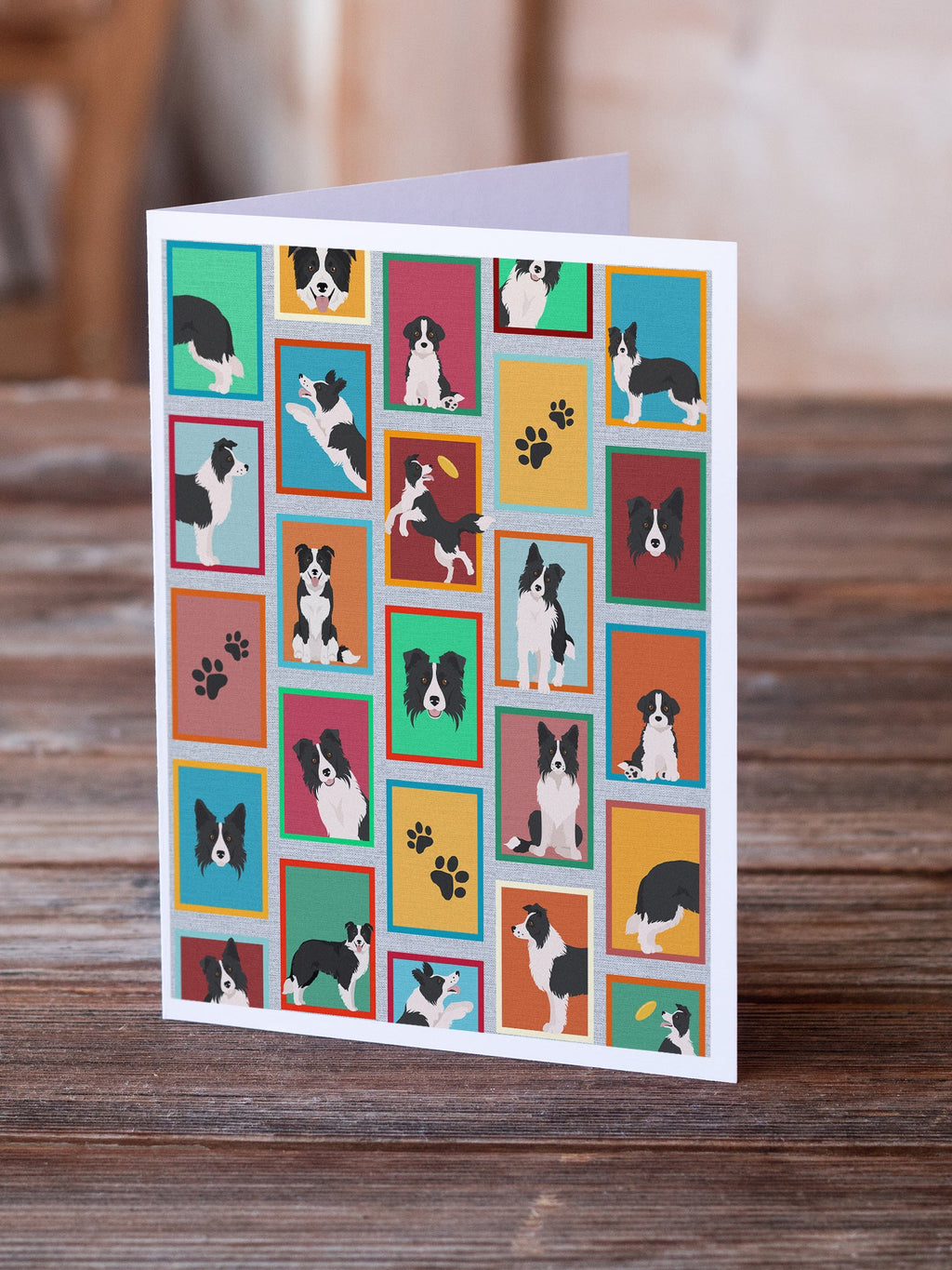 Lots of Border Collie Greeting Cards Pack of 8 Blank Cards with Envelopes Whimsical A7 Size 5x7