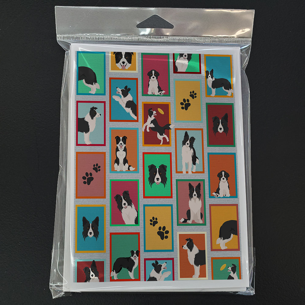 Lots of Border Collie Greeting Cards Pack of 8 Blank Cards with Envelopes Whimsical A7 Size 5x7
