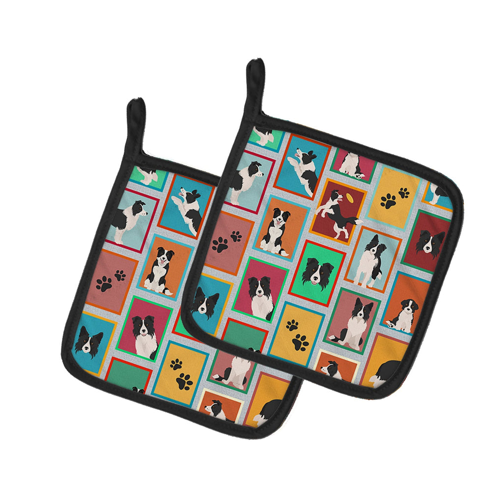 Lots of Border Collie Pot Holder Set of 2 Heat Resistant Quilted Hot Pads 7.5 x 7.5 Inch, Insulated Kitchen Trivets for Cooking & Baking