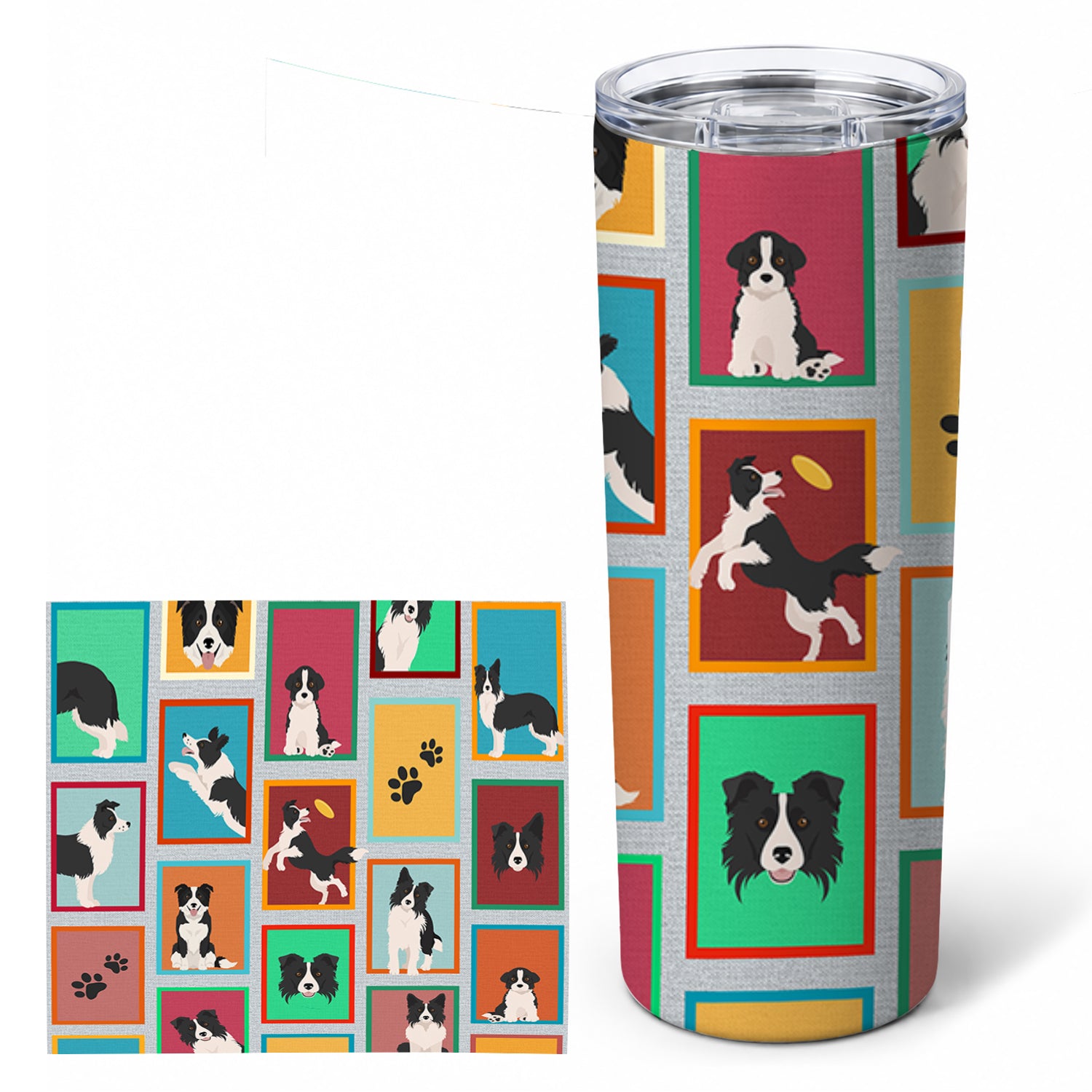 Lots of Border Collie Stainless Steel Skinny Tumbler 20 oz Vacuum Double Walled Reusable Insulated Travel Cup