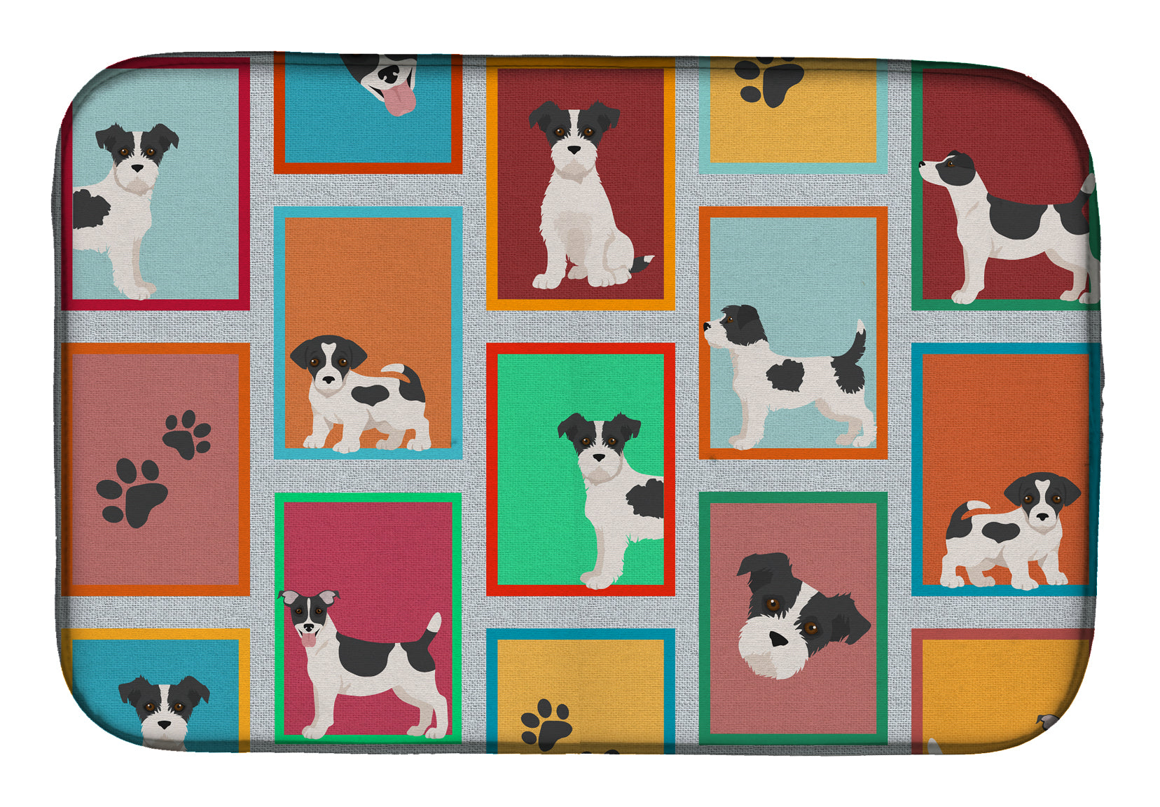 Lots of Jack Russell Terrier Dish Drying Mat Absorbent Dish Drying Mat Pad for Kitchen Counter Dish Drainer Mat for Countertop, 14 x 21", Multicolor