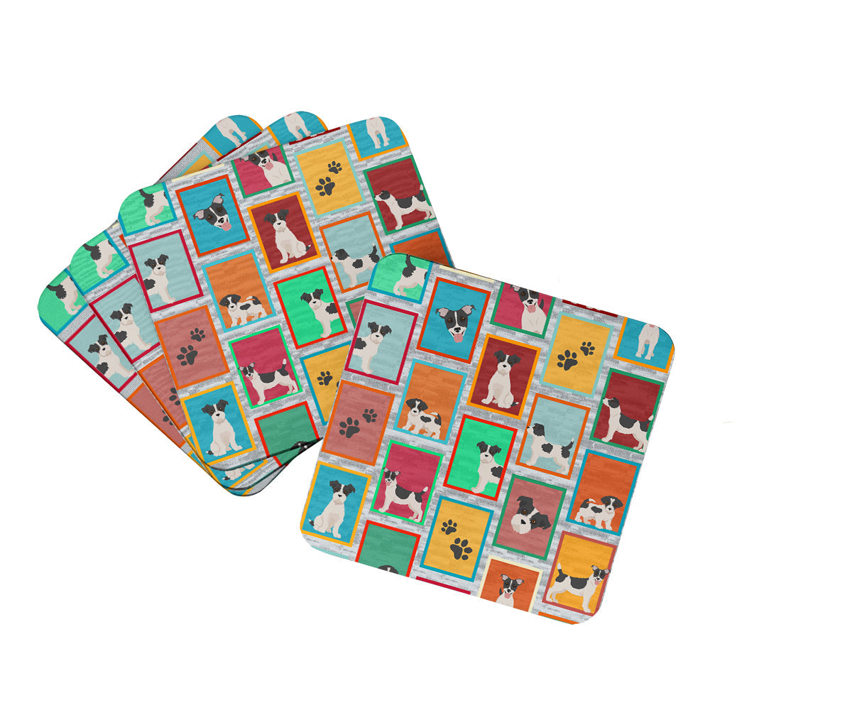 Lots of Jack Russell Terrier Foam Coasters Set of 4 Cup Coasters for Indoor Outdoor, Tabletop Protection, Anti Slip, Mouse pad Material