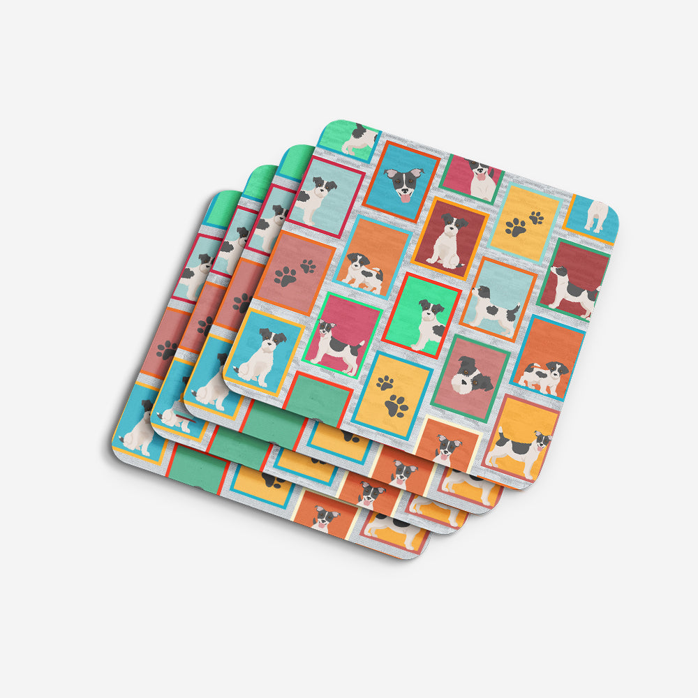 Lots of Jack Russell Terrier Foam Coasters Set of 4 Cup Coasters for Indoor Outdoor, Tabletop Protection, Anti Slip, Mouse pad Material