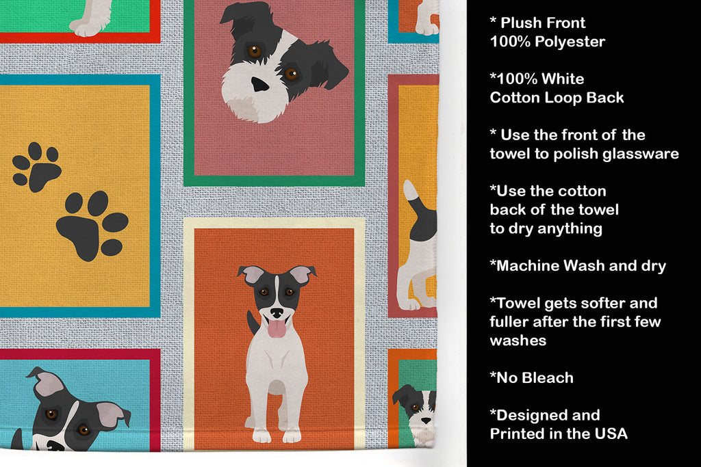 Lots of Jack Russell Terrier Kitchen Towel Velour Plush Front and Cotton Loop Back Machine Washable