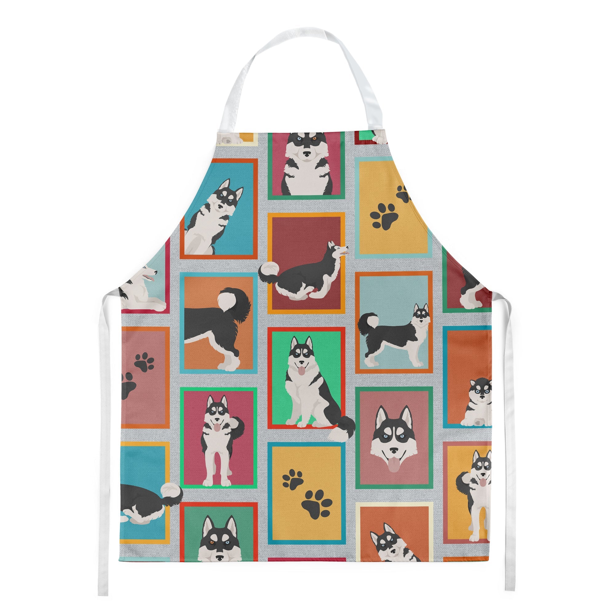 Lots of Siberian Husky Apron Cooking Kitchen Server Baking Crafts Gardening for Adult Women Men, Unisex, Large, Multicolor