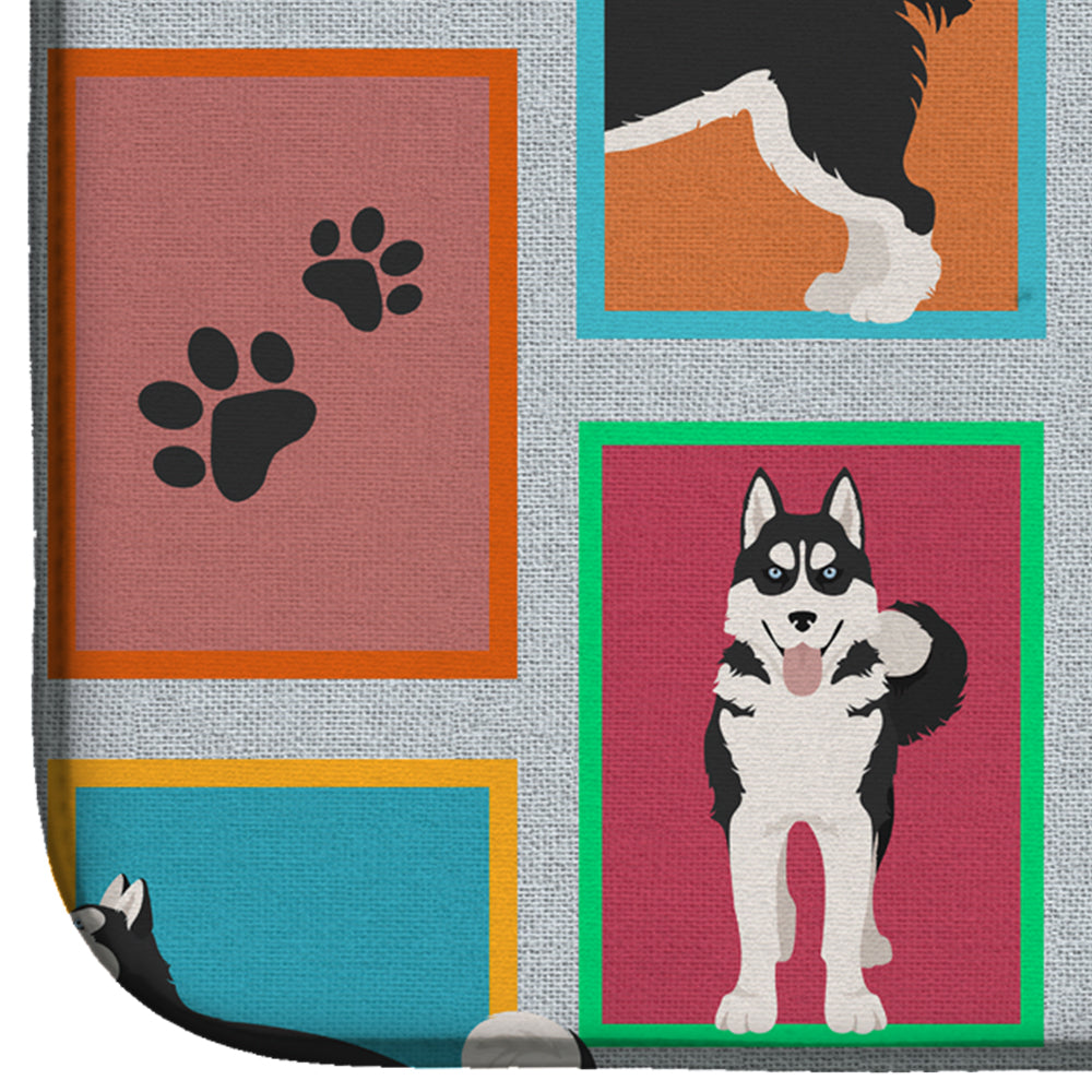 Lots of Siberian Husky Dish Drying Mat Absorbent Dish Drying Mat Pad for Kitchen Counter Dish Drainer Mat for Countertop, 14 x 21", Multicolor